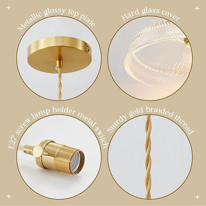 Pendant Lights Kitchen Island, 9.1 Inch Retro Glass Lampshade Hanging Lamp Industrial Braided Light Cord Hanging Lights for Living Room and Bedroom
