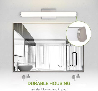 ASD 24" LED Linear Vanity Light Fixture, Modern Bathroom Sconce — 3 Color 3000K-5000K, Dimmable, 25W 1750LM, Energy Star & ETL Listed — Over Mirror Makeup Bar for Bedroom, Cabinets — Nickel, 2 Pack