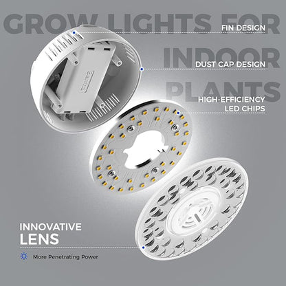 Barrina Orbgrow OG09 Puck LED Grow Light, 5000K 36W(4 x 9W, 540 Watt Equiv), Plant Lights for Indoor Plants Full Spectrum, Magnetic & Linkable, Small Grow lamp, Perfect for Plant Shelf, 4 Packs