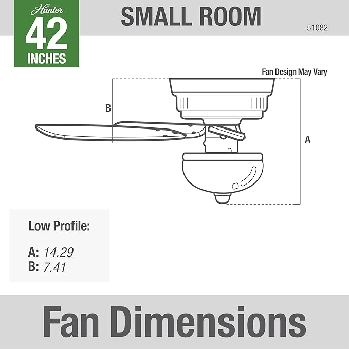 Hunter 42 inch Indoor Ceiling Fan with LED Light - Ceiling Fan with Pull Chain, For Bedroom or Living Room, Low Profile Flush Mount, No Remote, 5 Blades, Includes Bulbs - Newsome 51082, Brushed Nickel