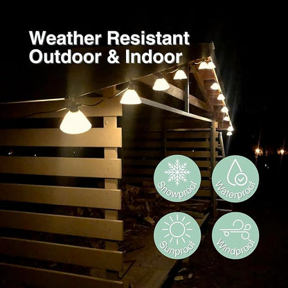 OluKai Designs Off White Outdoor Light Bulb Covers 24 Pack LED String Light Shades for Patio, Backyard, Garden, Party Decor