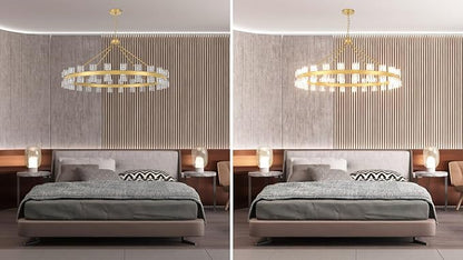 48 Inch Gold Wagon Wheel Chandelier with Crystal Shade, 48 Lights, Modern Farmhouse Style, Ideal for Dining Room, Kitchen, Entryways