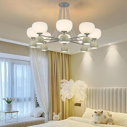 Mid Century Modern Globe & Sputnik Chandelier in Brushed Nickel with Crystal Chains,Bubble Chandelier Lighting, Pre-Assembled Round Light Fixture for Living Room,Dining Room,Entryway