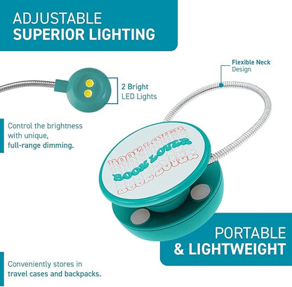 WITHit Clip On Book Light – Dimmable LED Reading Light for Books and eBooks, Reduced Glare, Portable, Cute Bookmark Light for Kids & Adults, Batteries Included (Book Lovers, Quotables)