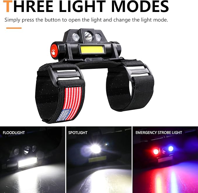 UTV Dome Light Roll Bar Interior LED Lighting for Polaris RZR Can Am ATV Golf Cart Boat Off-Road 1.5“-2.0" Roll Cage Mount Blue Red Emergency Strobe Lights Bar 1 Pack US Flag