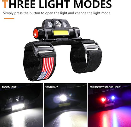 UTV Dome Light Roll Bar Interior LED Lighting for Polaris RZR Can Am ATV Golf Cart Boat Off-Road 1.5“-2.0" Roll Cage Mount Blue Red Emergency Strobe Lights Bar 2 Pack US Flag