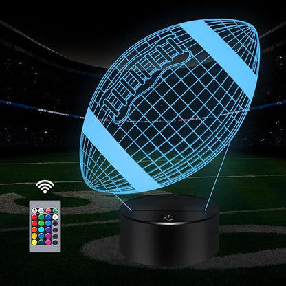 Football Gifts Football 3D Night Light, 16 Colors Changing Touch & Remote Control Table Illusion Lamp, Bedroom Office Gaming Decor, Christmas Birthday Xmas Gift Toys for Boys Girls Men Sport Fans