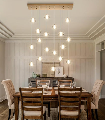 Crystal Chandeliers for Living Room Dining Room Light LED Pendant Lights Fixtures Lighting Chandelier for Foyer Entrance Gold