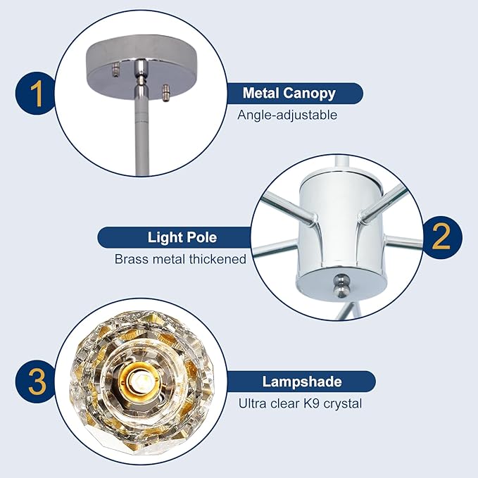 Depuley Sputnik Chandelier for Dining Room: 15-Light Ceiling Light Fixture Height Adjustable - Mid Century Chrome Chandelier for Bedroom Living Room Kitchen Over Table Foyer (Included G9 Bulbs)