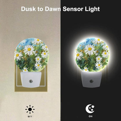 EKOBLA Daisy Plug-in Night Light, Spring Garden White Daisy LED Nightlight for All Ages, 0.5W Sleep Friendly