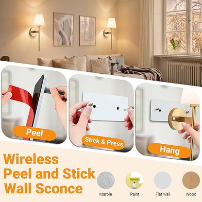 Battery Operated Wall Sconces Set Of 2, Wireless Battery Wall Light With 10000mAh RGB Rechargeable Magnetic Bulb, Rechargeable Wall Sconce With Remote Control For Bedroom, No Electrician Required