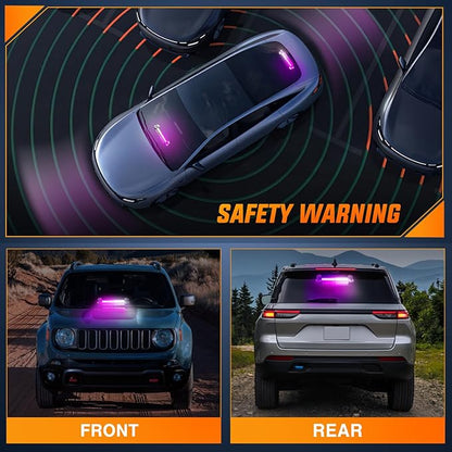 Nilight 12LED Traffic Advisor Strobe Light Bar Purple White Emergency Warning Hazard Safety Dash Front/Rear Windshield Flashing Lights for Cars Trucks Police Firefighter Plow Construction Vehicles