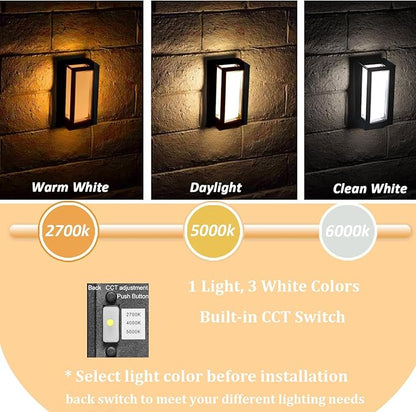 rosykite Outdoor Wall Sconce Lights, Square LED Porch Lights Outdoor 18W 3000K 4000K 5000K 3 Color Changeable,Exterior Outside Wall Lights for House Doorway,Carriage