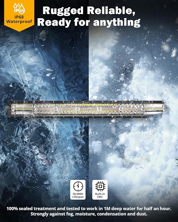 Auxbeam 6 Modes Amber White Series, 30 Inch 180W LED Light Bar Dual Color Flash Strobe Light, Spot Flood Combo Emergency Off-Road Lighting, for Trucks, Jeeps, ATV, UTV, SUV, Cars, Boats