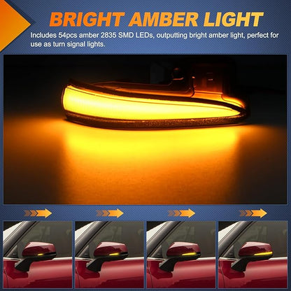 Nilight Side Mirror Marker Light Sequential Amber Left Right Turn Signal Lights Smoked Lens Plug and Play Waterproof Compatible With Toyota Tacoma RAV4 XA50 Highlander XU70