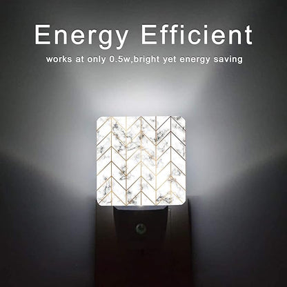 Marble Line Geometric Night Light,Plug-in Night Lights with Dusk-to-Dawn Sensor for Stairway/Hallway/Kitchen Sleep Friendly lamp for Women/Girls/Boys Gift,0.5W