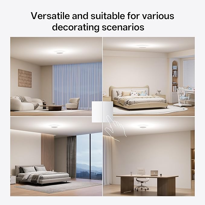 Homelist YX1 4300LM(60W) Indirect Lighting Ceiling Light, Compact 8" Flush Mount Ceiling Light, Dual-Core Eye Protection Ceiling Light Fixture, CRI 97, Fast Installation - IF Design Award Winner