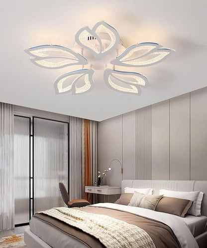 Modern LED Ceiling Light 23.6in with Remote Control 5-Leaf Ceiling Lamp for Bedroom Living Room Dining Room Office Kitchen Nursery School