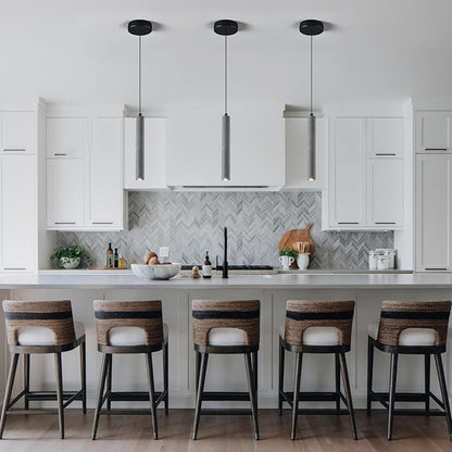 Concrete ﻿Linear Black Pendant Light,Modern Industrial Hanging Cement Pendant Lighting Fixture for Kitchen Island Dinning Room Bedroom Bedside Table Pendant Lights(1-Pack)