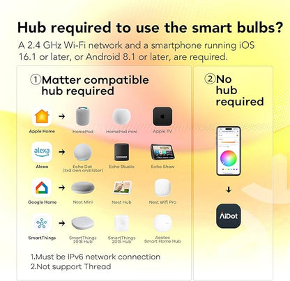 OREiN Matter Smart Light Bulb, ST19(58) Smart Edison Bulbs with Remote Control Work with Apple Home, Alexa, Google Home, SmartThings, 800lm 2700K-6500K Smart Filament Bulb E26 Base 6Pack