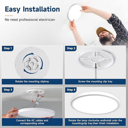 WKONCLDY 7.5Inch LED Ceiling Lights, 5 Colors Selectable (3000K/3500K/4500K/5000K/6000K) Flush Mount Ceiling Lights, Ultra Thin LED Ceiling Lights Fixtures 0.87Inch for Dinning Room