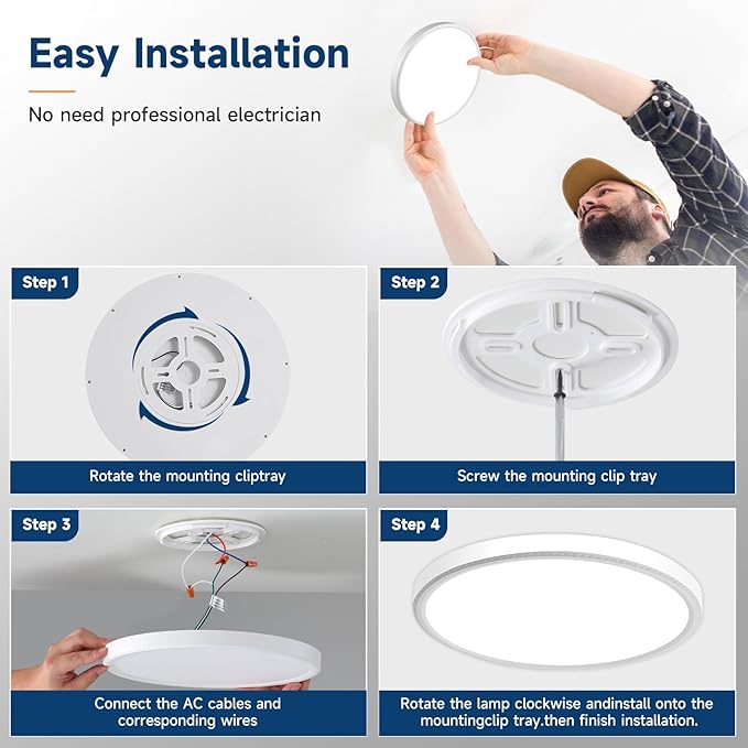 WKONCLDY 8-Pack 7.5Inch LED Ceiling Lights, 5 Colors Selectable Flush Mount Ceiling Lights, Ultra Thin LED Ceiling Lights Fixtures 0.87Inch for Dinning Room