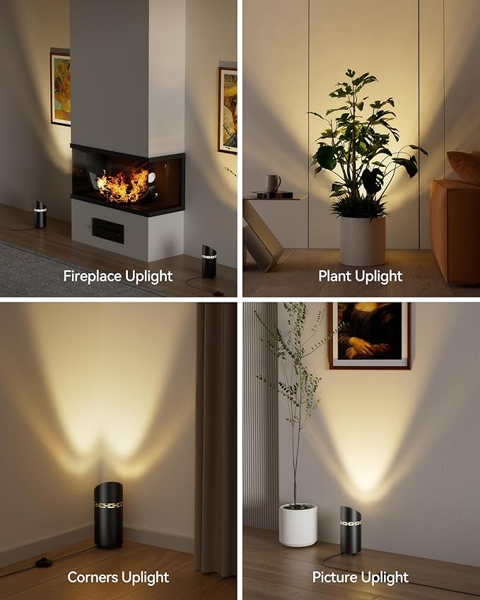 2 Pack Uplights Indoor Floor Can Lights, 3000K/4000K/6000K Spotlight Indoor with GU10 Bulbs, Uplighting Spotlights with Foot Switch for Living Room Corner Sofa House Plant Wall Artwork Decor