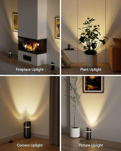 2 Pack Uplights Indoor Floor Can Lights, 3000K/4000K/6000K Spotlight Indoor with GU10 Bulbs, Uplighting Spotlights with Foot Switch for Living Room Corner Sofa House Plant Wall Artwork Decor