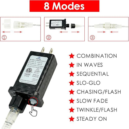 KAQ Connectable 240LED Red String Lights Outdoor/Indoor, Extendable Plug in Twinkle Fairy Lights Waterproof with 8 Modes&Timer Function for Garden Bedroom Patio Tree Christmas Decorations