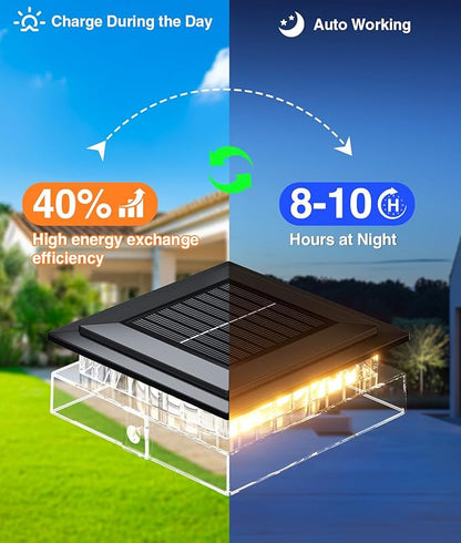2 Pack 4X4 Solar Post Cap Lights Outdoor, Brighter Fence Post Solar Lights Outdoor Waterproof for 4x4 Wooden/Vinyl Posts, Deck Fence Posts Cap Lights Solar Powered for Garden Decor