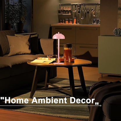 Pink Table Lamp Set of 2 Rechargeable,Table Lights Battery Operated-IP65 Waterproof-for Outdoor Patio/Restaurants/Home/Dinner/Table Lighting-Touch Control & Dimmable