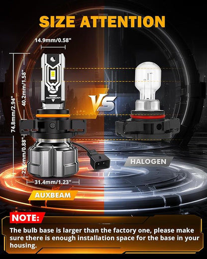 Auxbeam 5202 5201 Fog Lights, 10000LM 400% Brighter 5202 PS19W PS24W Fog Light, White Strong Penetrating Light, Super Bright Plug and Play