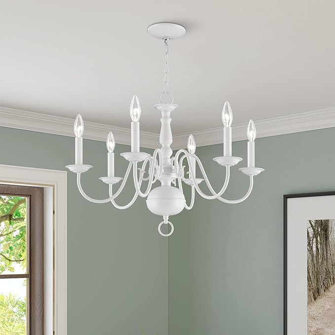 Livex Lighting 5006-03 Williamsburgh 6-Light Chandelier, White