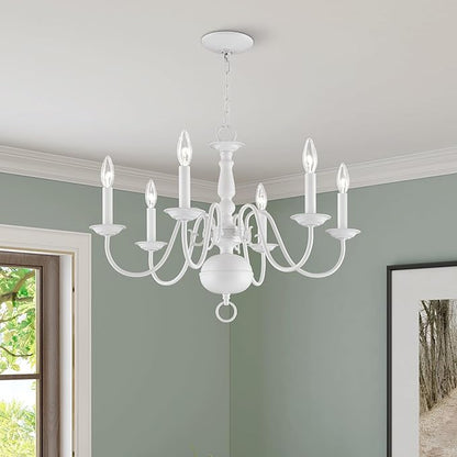 Livex Lighting 5006-03 Williamsburgh 6-Light Chandelier, White