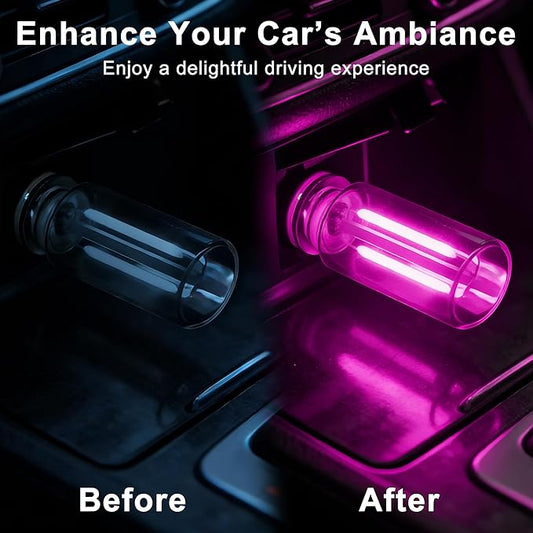 2 Packs USB Light for Car, Touch Dimmable Car Interior Ambient Lights - Portable Mini USB LED Light Bulb, Retro Glass Bottle Night Light for Vehicle, Bedroom, Hallway, Camping(Pink)