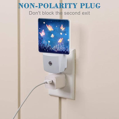Night Light Plug into Wall Glowing Butterflies Flying in Garden with Dusk to Dawn Sensor for Kid Girls Boys Room Decor, Hallway, Kitchen, Bathroom, Nursery, Stairs