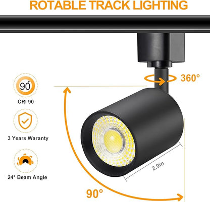 VANoopee 12-Light LED Track Lighting Kit with 13FT H Type Track Lighting Rail, Dimmable LED Track Light Heads Modern Kitchen Track Lighting Fixtures Ceiling Spot Light 3000K 24° CRI90+ 10W 800lm Black