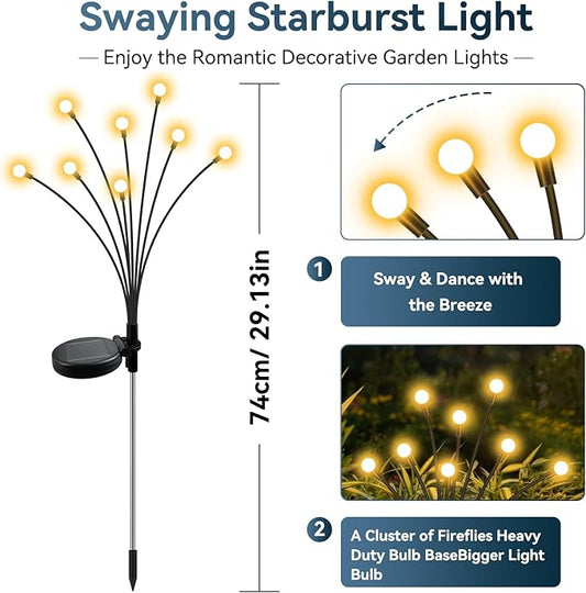 Slyuexu Solar Garden Lights Outdoor Waterproof, 2 Pack 16 LED Swaying Firefly Lights Outdoor Decor Light for Pathway Party Christmas Decoration, Unique Gifts for Women, Warm White