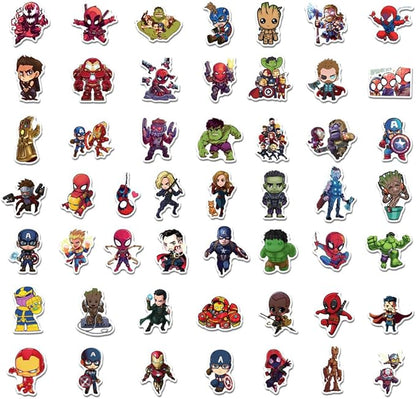 200PCS Cartoon Character Superhero Stickers for Kids Waterproof Vinyl Superhero Stickers Bulk for Water Bottles Skateboard Luggage Laptop Bumper Boys Teens Adults