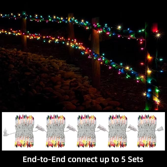 LAMPHOME Multicolour Christmas Lights, 100 Count 19.6Ft Incandescent Mini String Fairy Lights, Indoor Outdoor Waterproof Tree Lights for Bedroom Easter Wedding Home Decor