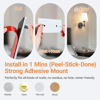 Peel and Stick Wall Sconces, Stick On Wall Sconce Set of 2, Battery Operated Wireless Adhesive Wall Lights, Corn Bulb with 10000mAh Battery, Easy Install for Bedroom Living Room Wall Decor