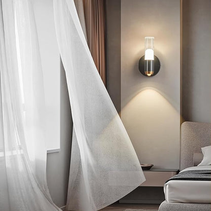 Modern Wall Sconces Set of Two Black Wall Lamp Sconces Wall Lighting LED Wall Lights Wall Decor, Indoor Up and Down Wall Lamp for Bedroom Bathroom Stair Entryway