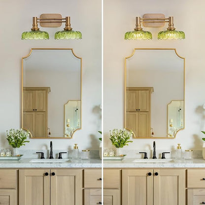 Vintage Green Vanity Lights 2-Light Bathroom Lighting Wall Sconces Over Mirror Picture Wall Light for Bedroom Hallway