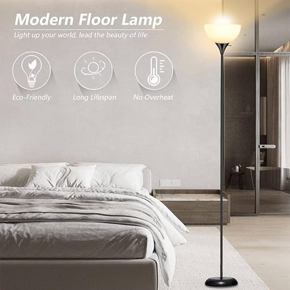 RISLG Standing Lamp, Led Floor Lamps for Living Room, Drop-Resistant White Lampshade, Rotary Switch, Industrial Metal Tall Lamp for Living Room Bedroom Study Office Kid’s Room