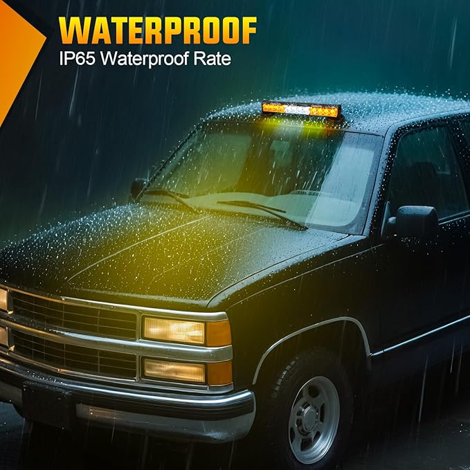 Nilight 12LED Wireless Emergency Strobe Light Amber White 14 Inch Magnetic Mount Mini Light Bar 12V Rooftop Powered Hazard Warning Flashing Lights for Car Truck Trailer Snow Plow Construction Vehicles