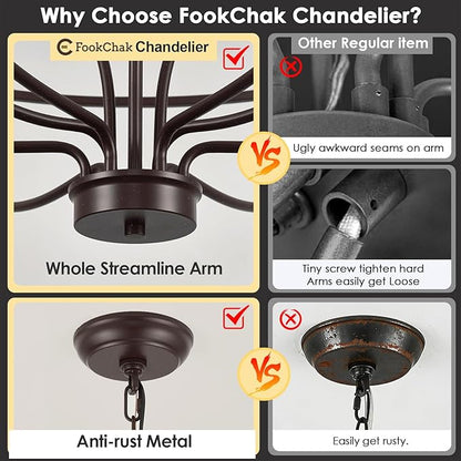 24 Light Chandelier 51'' Oil Rubbed Bronze Large Candle Chandeliers for High Ceiling Foyer Chandelier Light Fixture for Large Living Room Dining Room Stairs Entry Restaurant Hotel