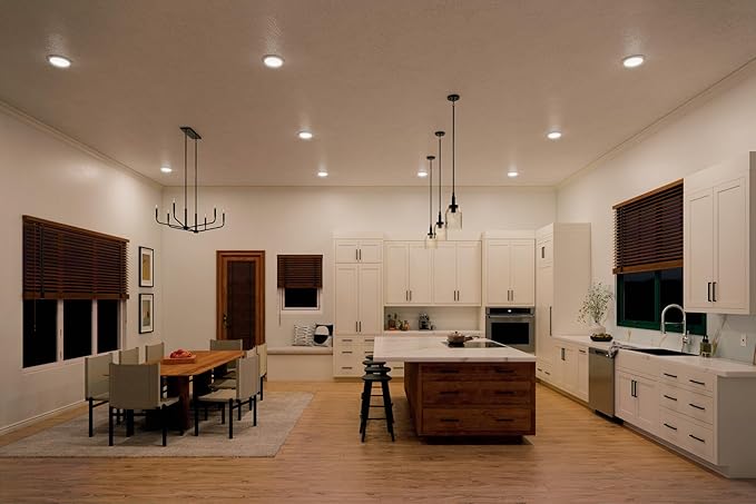 Kichler Low Profile LED Downlight - Gen Select 5-in-1 Downlight White, for Wet or Damp Spaces, 2700K-5000K, Color Temperature Select, Power Surge Protected, (7.38" Dia x 1.35" H) 43874WH5CCT