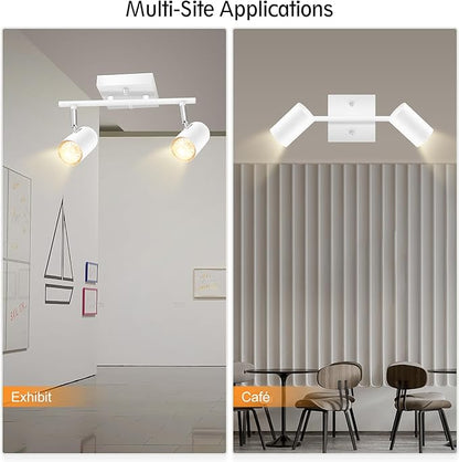 BoostArea 2-Light Track Lighting Kit, LED Track Lighting with GU10 Socket, Flexibly Rotatable Light Heads, Modern Track Lighting Fixtures Ceiling for Kitchen, Bedroom, Living Room, Bulb Not Included
