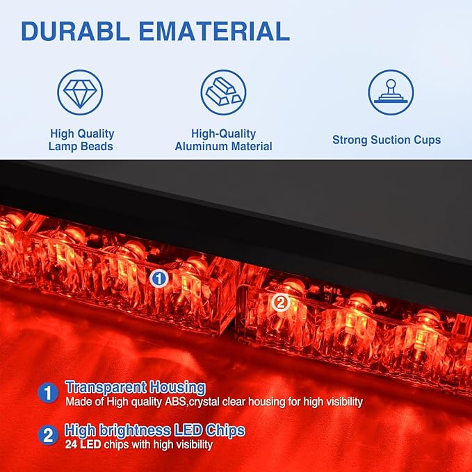 Nilight 24LED Emergency Strobe Traffic Advisor Light Bar 2 in 1 Red Dash Warning Safety Flashing Lights Front/Rear Windshield Construction Lights for Trucks Cars Plow Police Firefighter Vehicles
