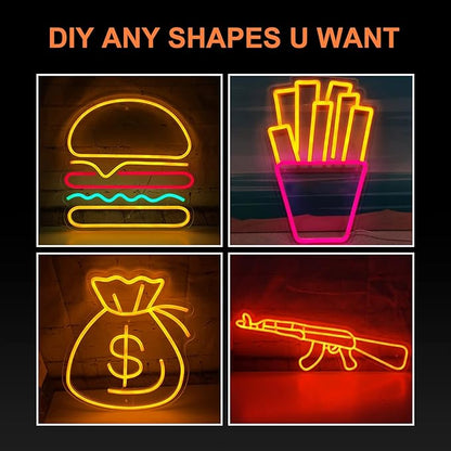 YM E-Bright Orange Led Neon Strip Lights Without Power Supply, 5M 16.4Ft 600SMD Silicone Rope Lamp for Signboard Bar Home Building Indoor Outdoor Decoration Waterproof Flexible DC12V